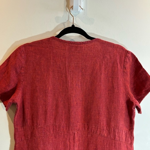 FLAX Petite Sz L Dress Aline Pockets 100% Linen Midi Length Unlined - Picture 6 of 7